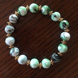 Handmade acrylic ink pattern bead bracelet